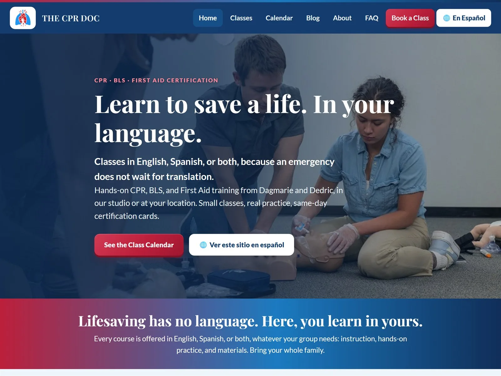 The CPR Doc homepage: learn to save a life, in your language