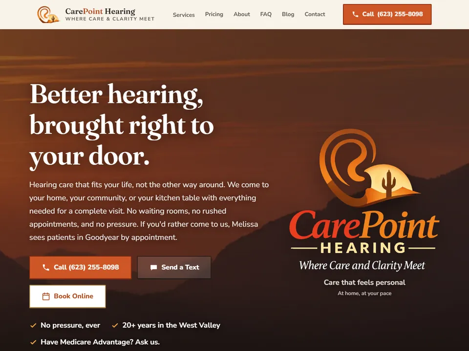 The CarePoint Hearing homepage, built by Hive-Rise