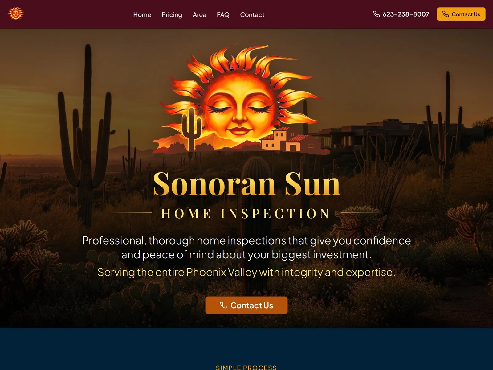 Sonoran Sun Home Inspection homepage: serving the entire Phoenix Valley